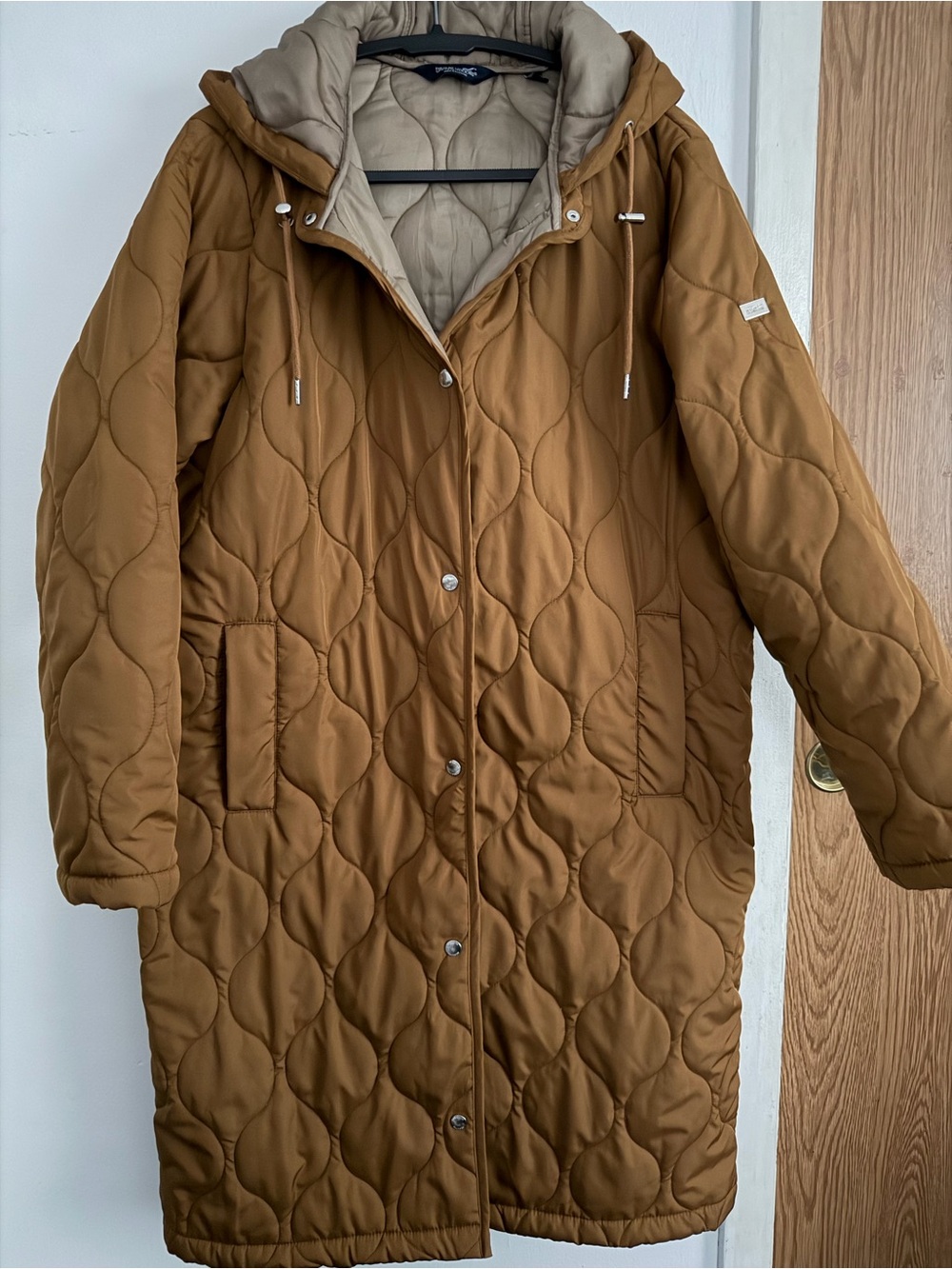 Regatta Camel Quilt Hooded Longline Coat M